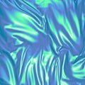 Blue background with wavy draped fabric pleats. Silk texture with wrinkles and creases in the flowing fabric. Illustration