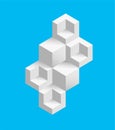 Blue background with white 3d cubes pattern.