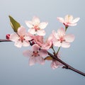 Minimal Retouching: Lifelike Cherry Blossom On Solid Background