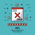 Blue background with window message error oops and loading bar Royalty Free Stock Photo