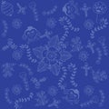 Blue backgrounds flower doodle art