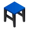 Blue backless chair icon, isometric style