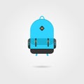 Blue backpack icon with shadow