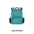 Blue backpack illustration with a simple, modern design. Features two front zippered Royalty Free Stock Photo