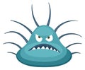 Blue bacteria monster. Angry evil cartoon character