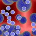 Blue bacteria or virus spheres in blood, generated texture Royalty Free Stock Photo