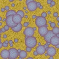 Blue bacteria or virus spheres in yellow space, generated texture Royalty Free Stock Photo