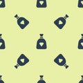 Blue Bag with gems icon isolated seamless pattern on yellow background. Vector Royalty Free Stock Photo