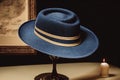 Blue Bailey hat, photo frame, candle with Generative AI