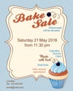 Blue bake sale promotion flyer with blueberry cupcake Royalty Free Stock Photo