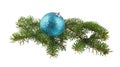 blue ball and branch of Christmas tree isolated Royalty Free Stock Photo