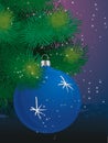 Blue ball on Christmas tree Royalty Free Stock Photo