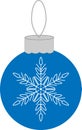 Blue ball with white snowflake, christmas tree decoration