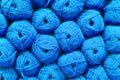 Blue Ball of wool. Beautiful colored wools ball. Wool texture. Skeins of yarn. Natural material for knitting, creative Royalty Free Stock Photo