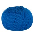 Blue ball of wool yarn isolated on a white background. Space for text. Royalty Free Stock Photo