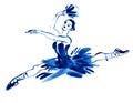 Blue ballerina, drawing gouache