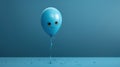 blue balloon with a painted sad face, on a blue background, blue monday, copy space, banner