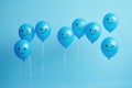 blue balloons on a blue background with a sad face drawn. AI Generated
