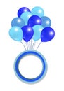 Blue Balloons Big Bundle Round Frame for Greetings