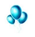 Blue balloons bunch isolated on white background. Realistic turquoise color ballon for birthday, party, wedding or event Royalty Free Stock Photo