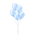 Blue balloons bundle, boy kids birthday surprise. Hand drawn watercolor illustration isolated on white background