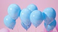 The blue balloons on pink.AI generated image Royalty Free Stock Photo