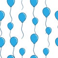 Blue Balloons with Seamless Pattern Royalty Free Stock Photo