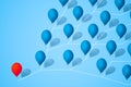 blue balloons symbolizing society.