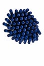 Blue ballpen caps in pattern. Royalty Free Stock Photo
