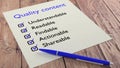 Blue ballpen quality content characteristics checklist