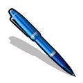 Blue ballpoint pen on a white background