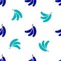 Blue Banana icon isolated seamless pattern on white background. Vector Royalty Free Stock Photo