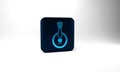 Blue Banjo icon isolated on grey background. Musical instrument. Blue square button. 3d illustration 3D render