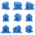 Blue Bank building 3d icon