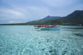 Blue banka outrigger fishing boat philippines