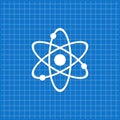 Blue banner with atomic model icon