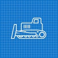 Blue banner with bulldozer icon