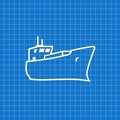 Blue banner with cargo ship icon Royalty Free Stock Photo