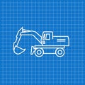 Blue banner with excavator icon Royalty Free Stock Photo