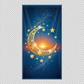 Blue banner with golden moon and stars design Royalty Free Stock Photo