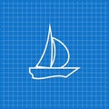 Blue banner with sailboat icon Royalty Free Stock Photo