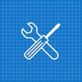 Blue banner with service tools icon