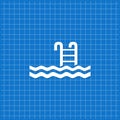 Blue banner with swimming pool icon