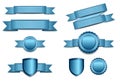 Blue Banners with Shield and Rosette