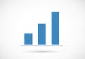 Blue bar chart with three vertical bars of increasing height, representing data or progress. Each Royalty Free Stock Photo