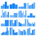 Blue bar charts collection displaying data visualization and statistical information Royalty Free Stock Photo