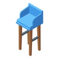 Blue bar stool icon isometric vector. Retro interior Royalty Free Stock Photo