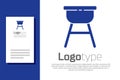 Blue Barbecue grill icon isolated on white background. BBQ grill party. Logo design template element. Vector Royalty Free Stock Photo