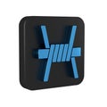 Blue Barbed wire icon isolated on transparent background. Black square button. Royalty Free Stock Photo