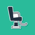 Blue Barbershop chair icon isolated on green background. Barber armchair sign. Vector Royalty Free Stock Photo